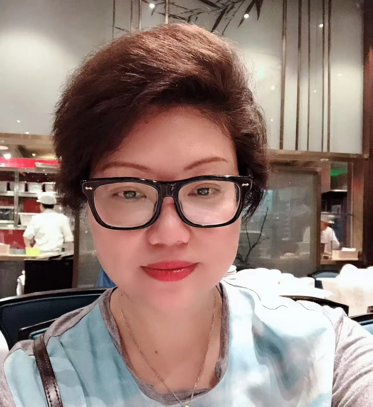 Ping Jie at a restaurant